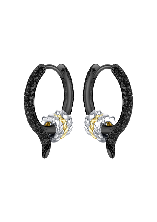 Black Fishtail Earrings in Sterling Silver
