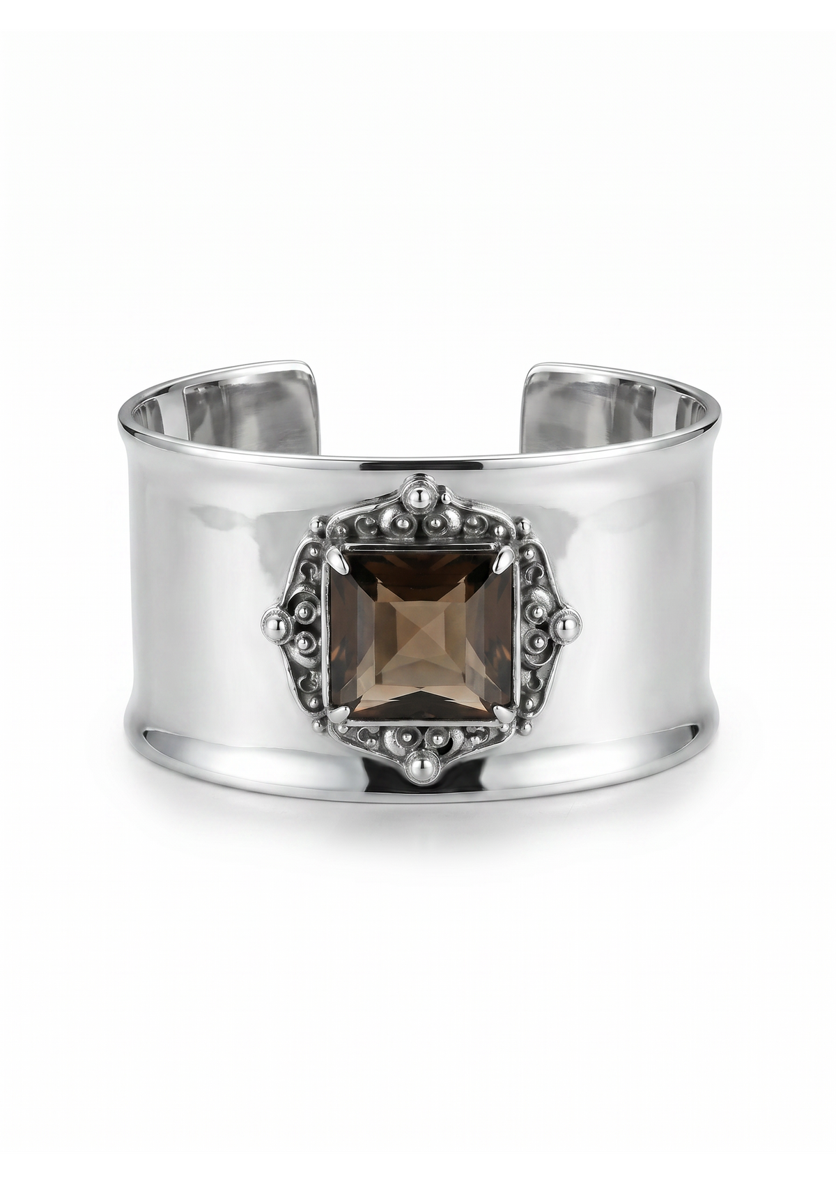 Smoky Quartz Bangle in Sterling Silver