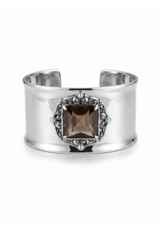Smoky Quartz Bangle in Sterling Silver