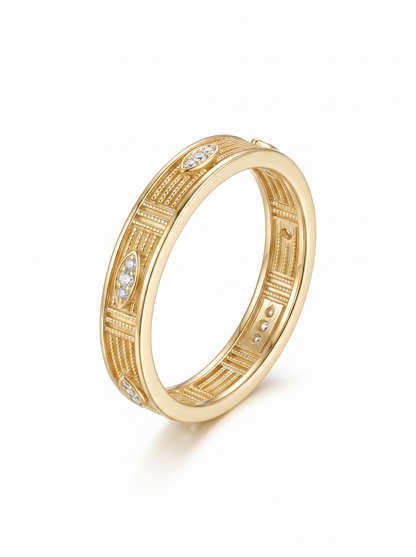 Slim Filigree Diamond Ring in 18K Gold