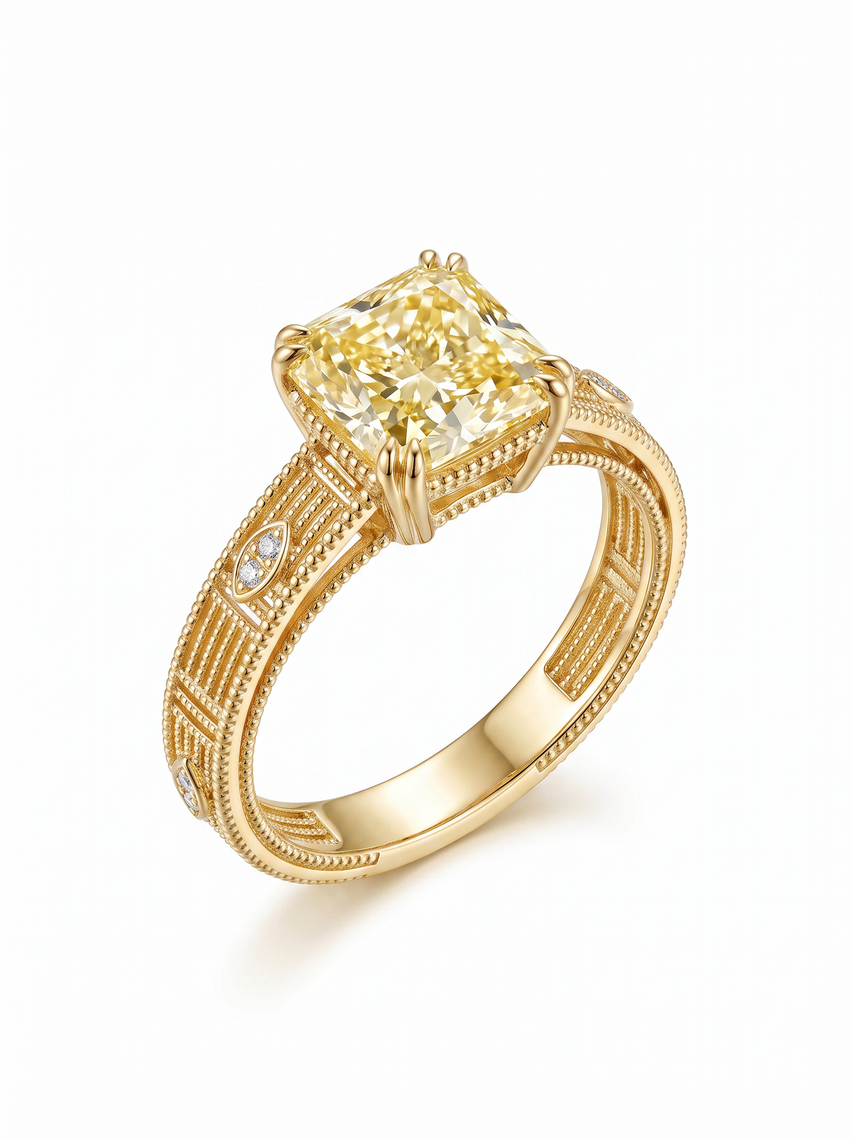 Square Diamond Filigree Ring in 18K Gold