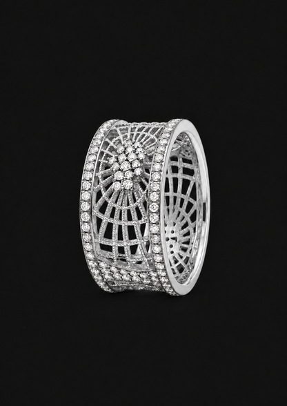 Open Chessboard Diamond Ring in 18K Gold