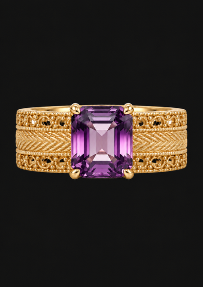 Lace Filigree Spinel Ring in 18K Gold — black background product cover