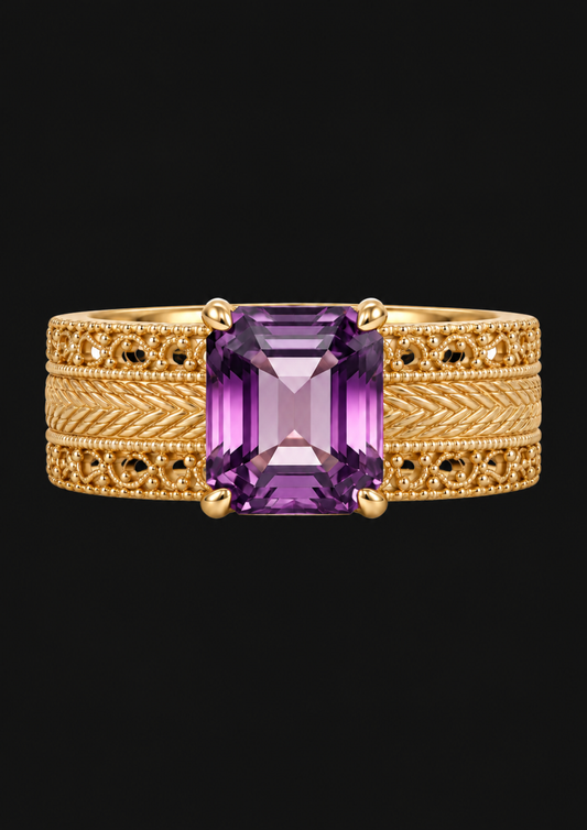 Lace Filigree Spinel Ring in 18K Gold — black background product cover
