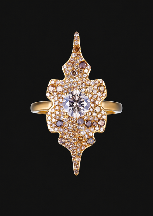 Coral Reef Brown Diamond Ring in 18K Gold — black background product cover