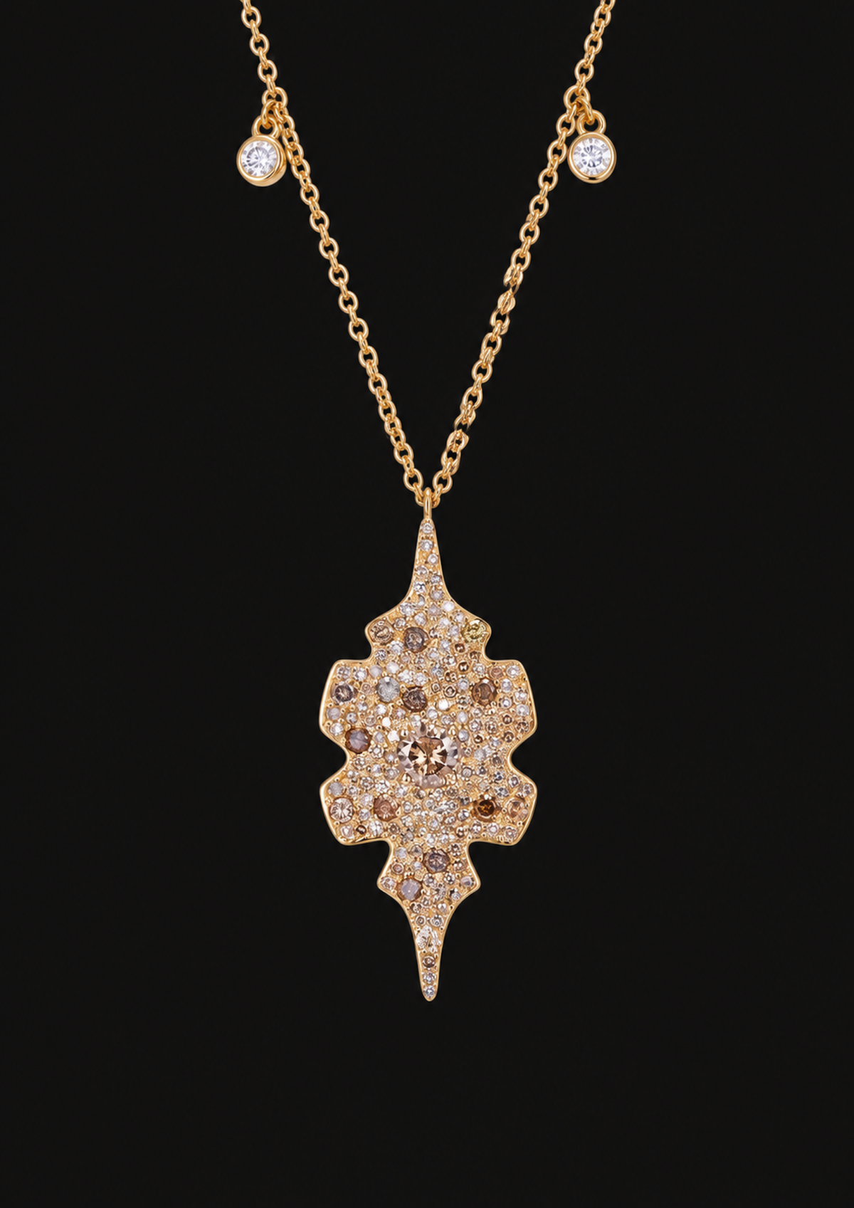 Coral Reef Diamond Necklace in 18K Gold — black background product cover
