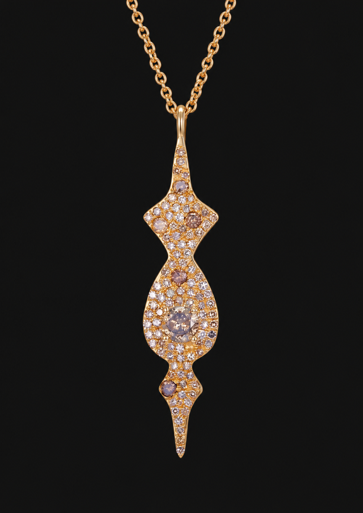 Coral Reef Brown Diamond Necklace in 18K Gold — black background product cover