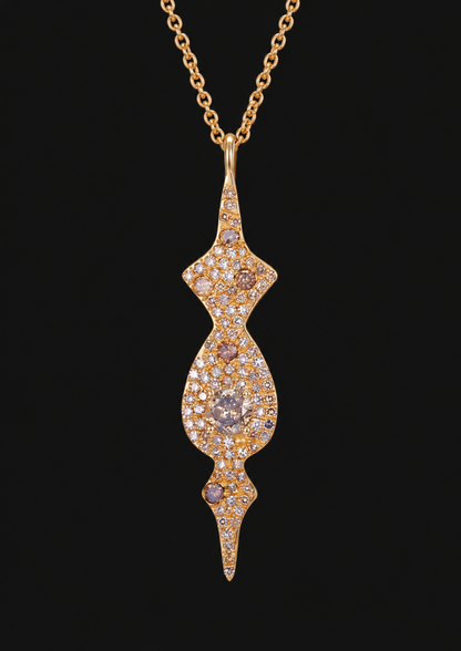 Coral Reef Brown Diamond Necklace in 18K Gold — black background product cover