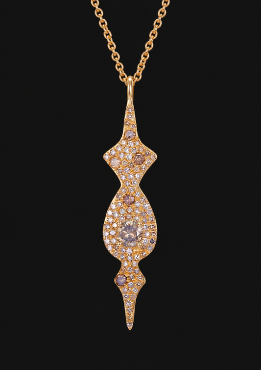 Coral Reef Brown Diamond Necklace in 18K Gold — black background product cover
