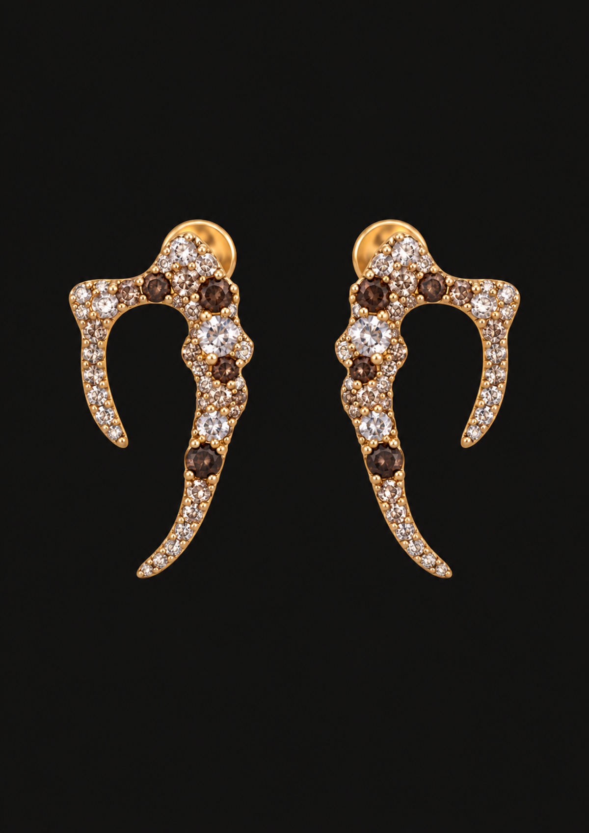 Brown Shell Stud Earrings 01 in 18K Gold — black background product cover
