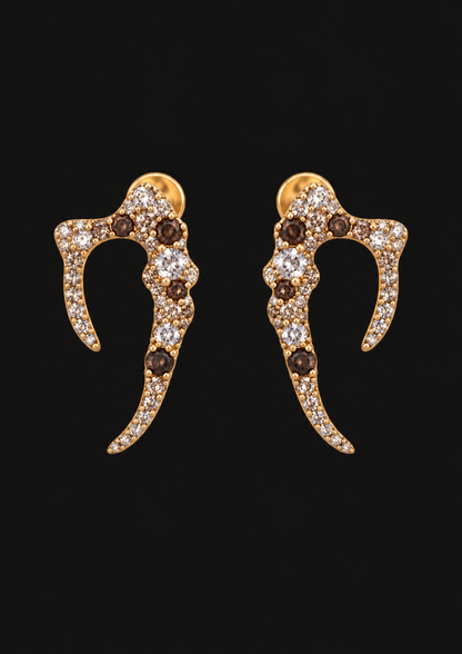 Brown Shell Stud Earrings 01 in 18K Gold — black background product cover