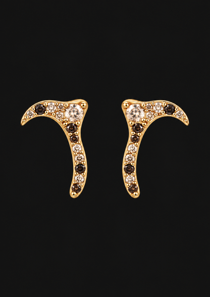Brown Shell Stud Earrings 02 in 18K Gold — black background product cover