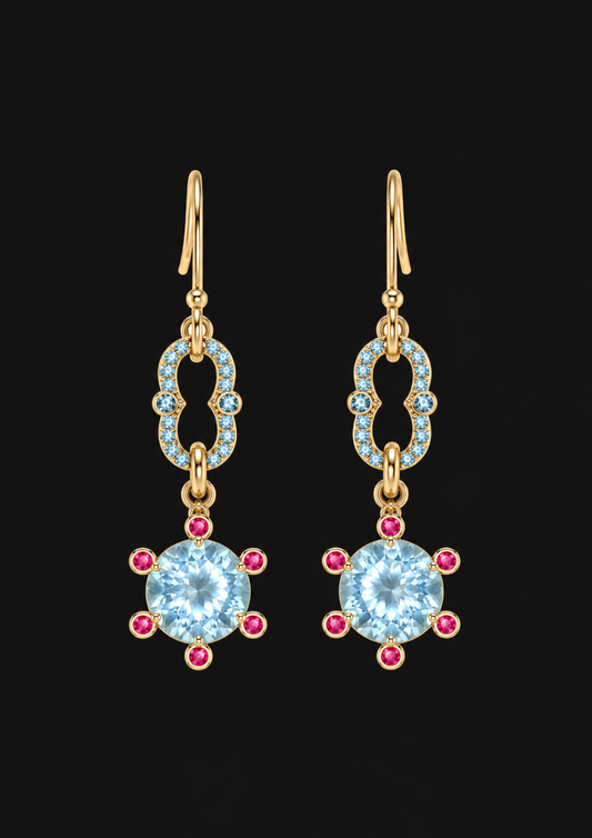 Logo Knot Colour Earrings in 18K Gold — black background product cover