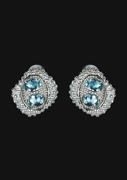 Aquamarine Urchin Earring