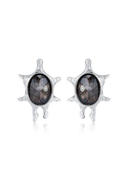 Smoky Quartz Urchin Stud Earrings in Sterling Silver