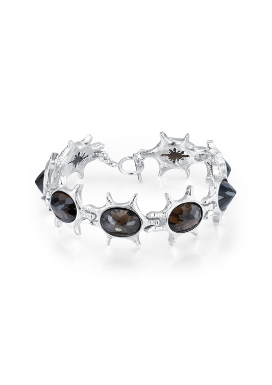 Smoky Quartz Urchin Cluster Bracelet in Sterling Silver