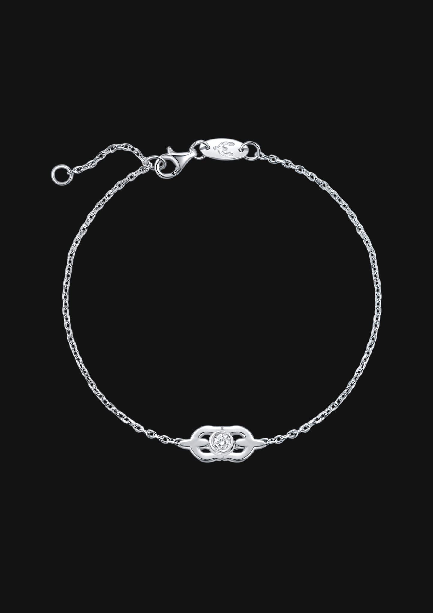 Single Chain Knot White Gold Bracelet