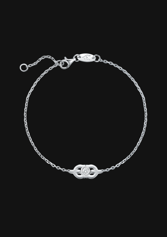 Single Chain Knot White Gold Bracelet
