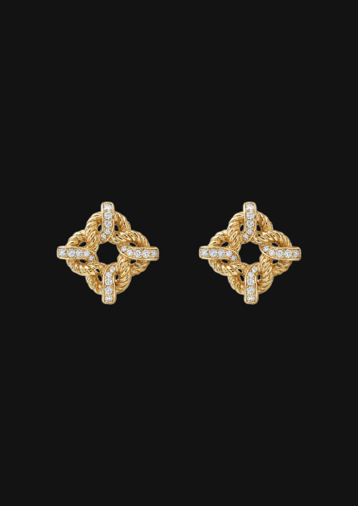 Logo Window Stud Earrings — Gold in 18K Gold