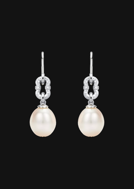 Two Knot Pearl Earrings in 18K Gold