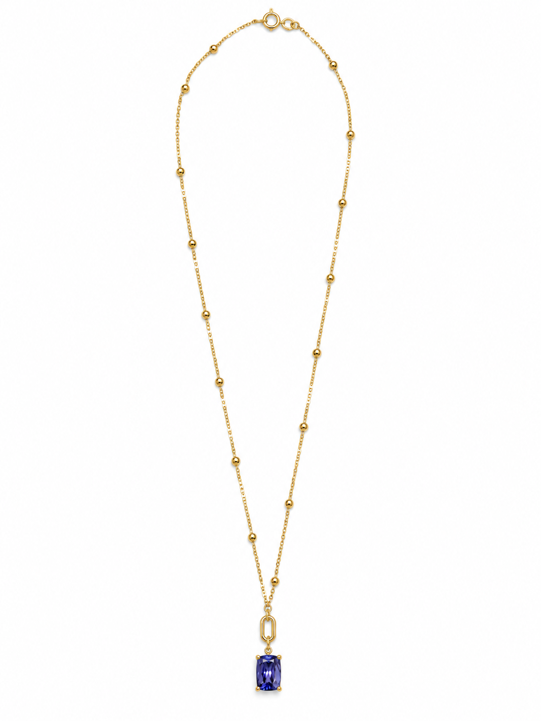 Logo Knot Beaded Tanzanite Necklace in 18K Gold