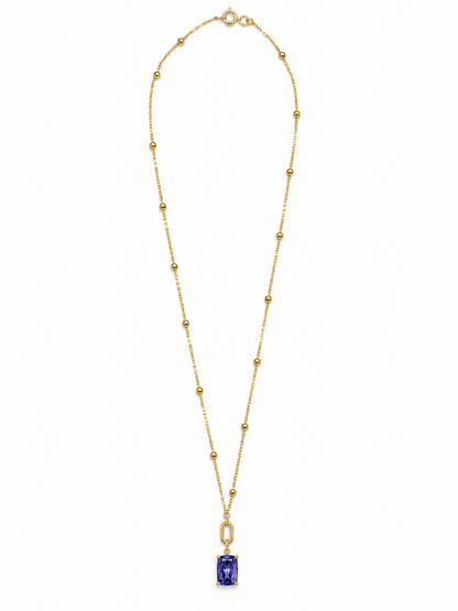 Logo Knot Beaded Tanzanite Necklace in 18K Gold