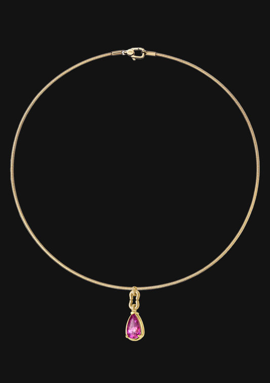 Logo Knot Teardrop Choker 08 in 18K Gold