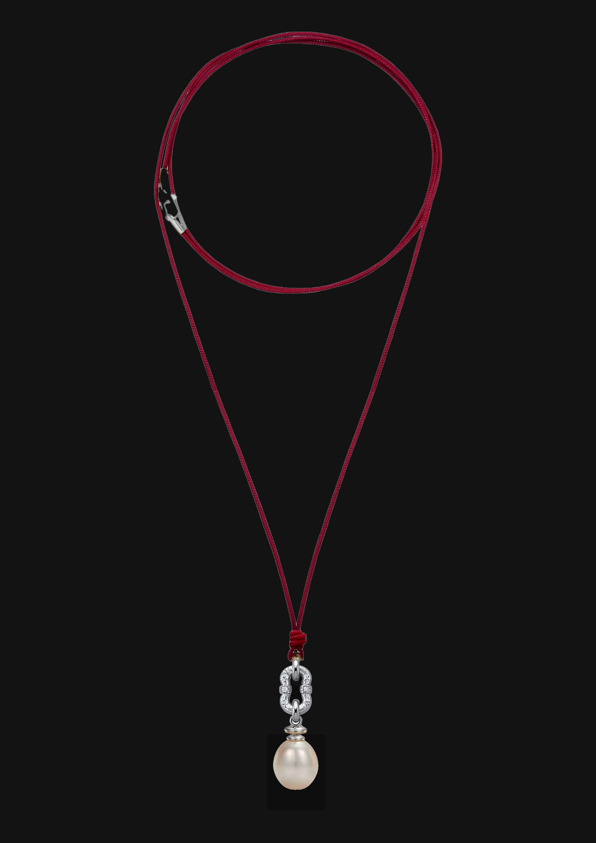 Logo Pearl Cord Necklace in 18K Gold