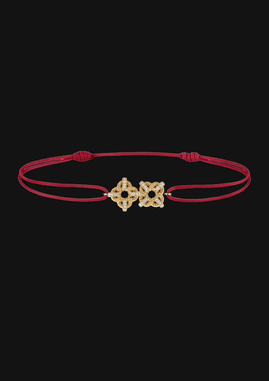 Logo Knot Window Cord Bracelet in 18K Gold