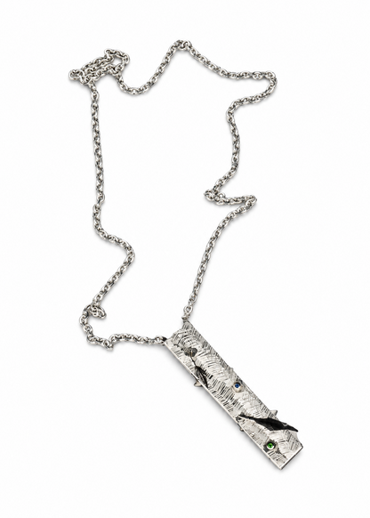 Feather Silver Box Necklace in Sterling Silver