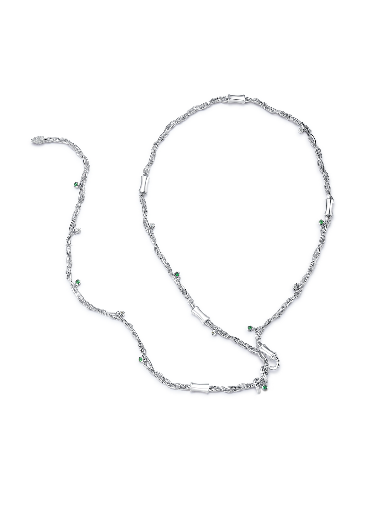 Aquamarine Woven Necklace in Sterling Silver