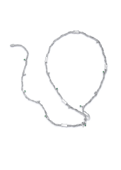 Aquamarine Woven Necklace in Sterling Silver