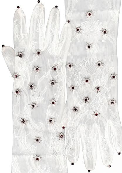 Embellished Lace Gloves in Sterling Silver