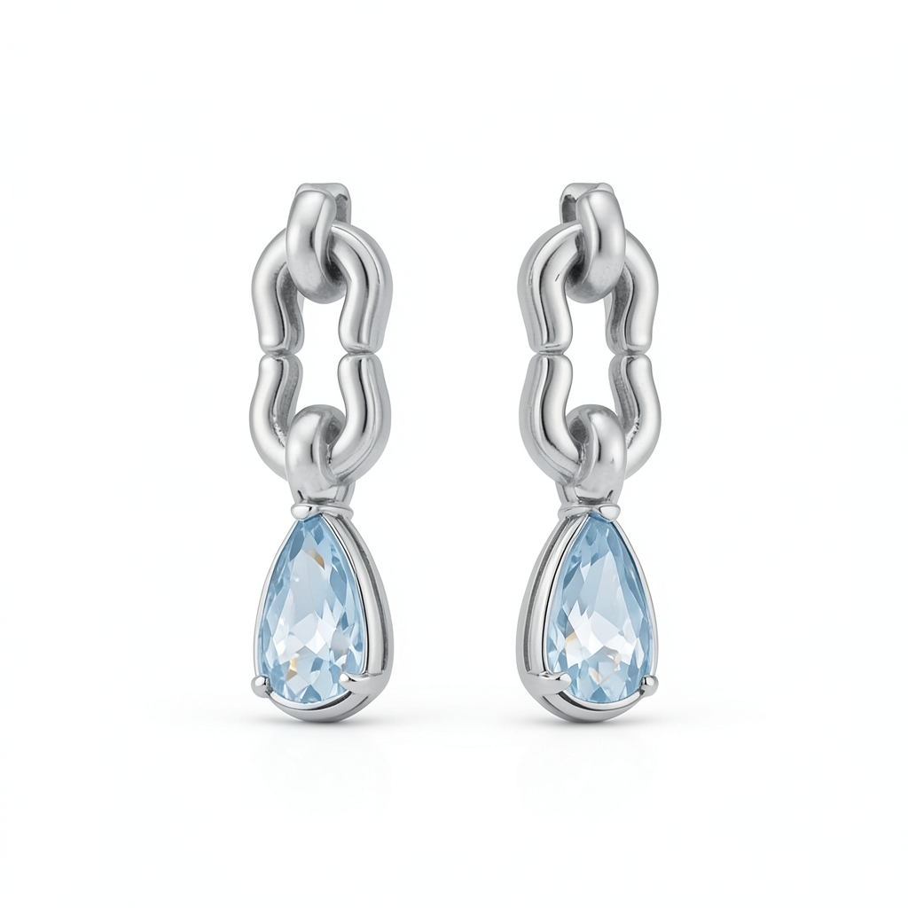 Aquamarine White Gold Earring