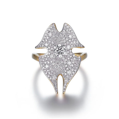 Coral Shell Diamond Ring in 18K Gold