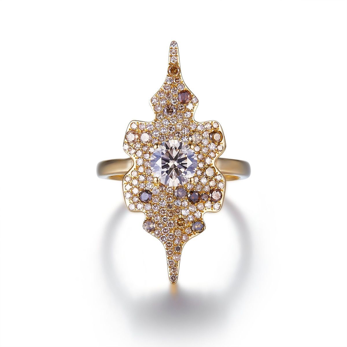 Coral Reef Brown Diamond Ring in 18K Gold