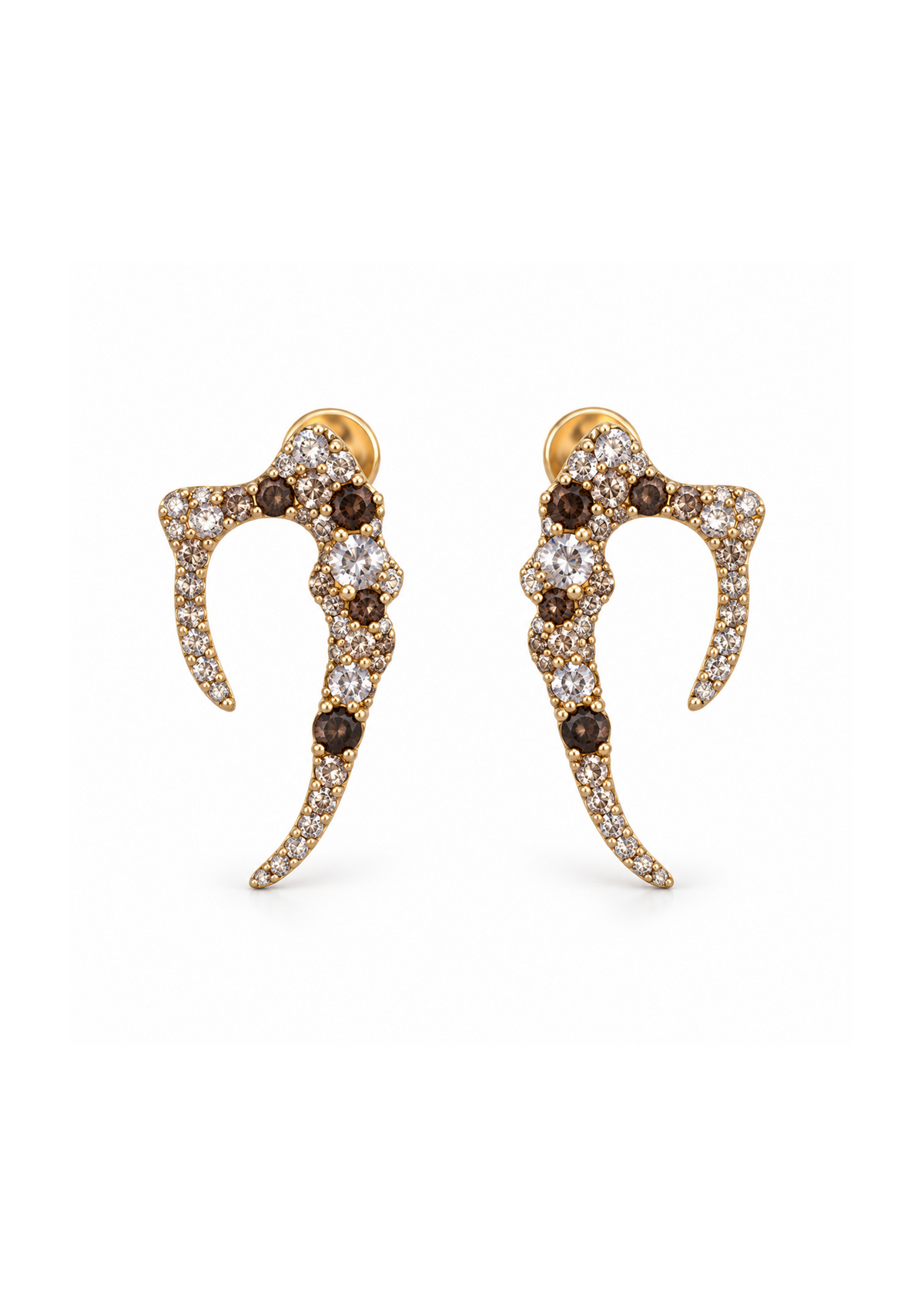 Brown Shell Stud Earrings 01 in 18K Gold