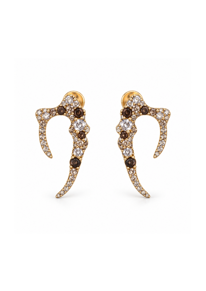 Brown Shell Stud Earrings 01 in 18K Gold