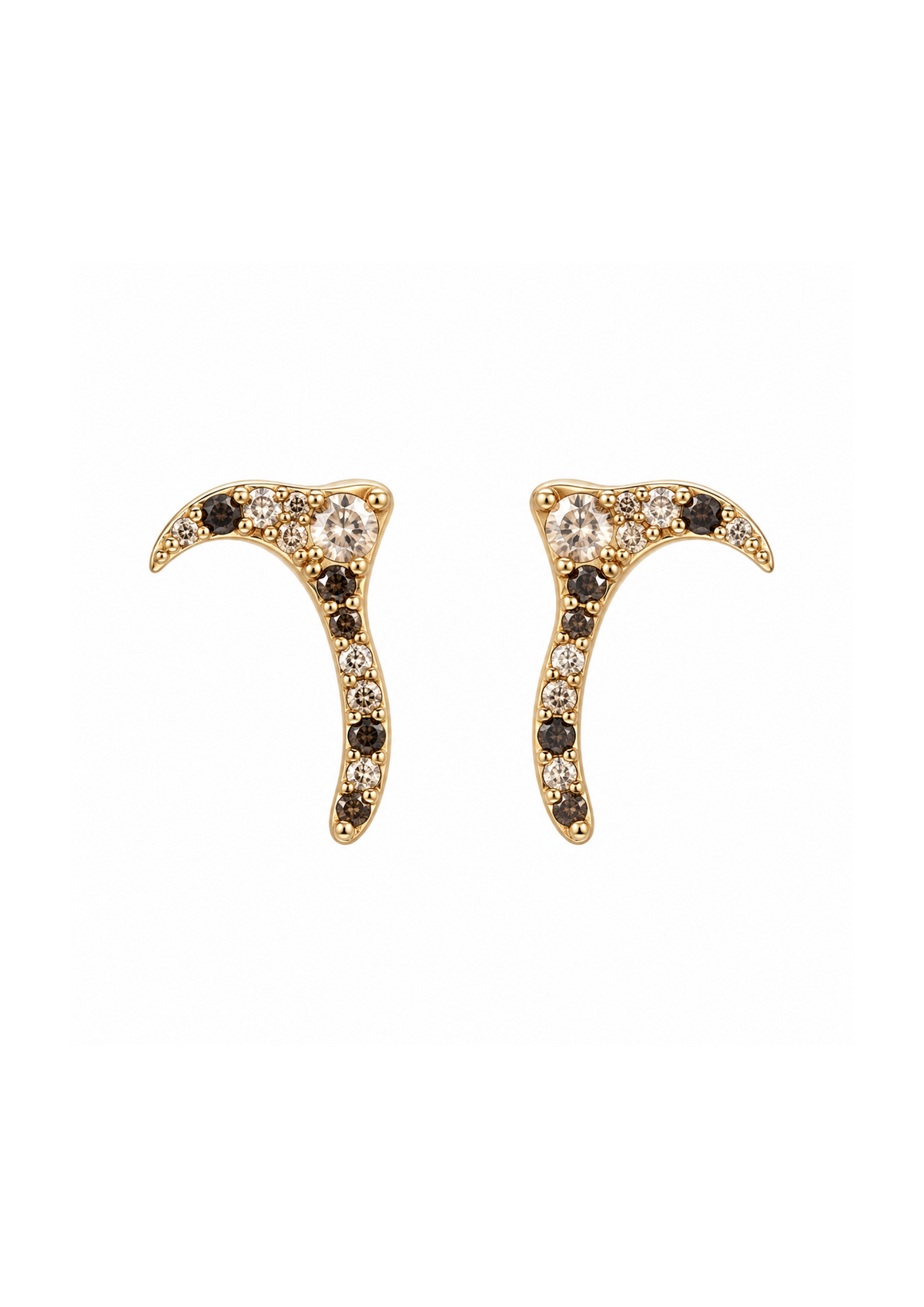 Brown Shell Stud Earrings 02 in 18K Gold