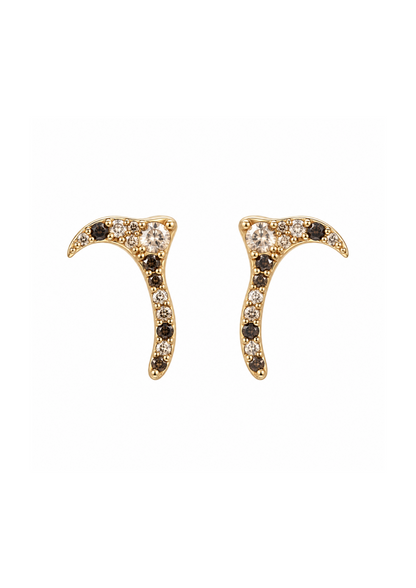 Brown Shell Stud Earrings 02 in 18K Gold