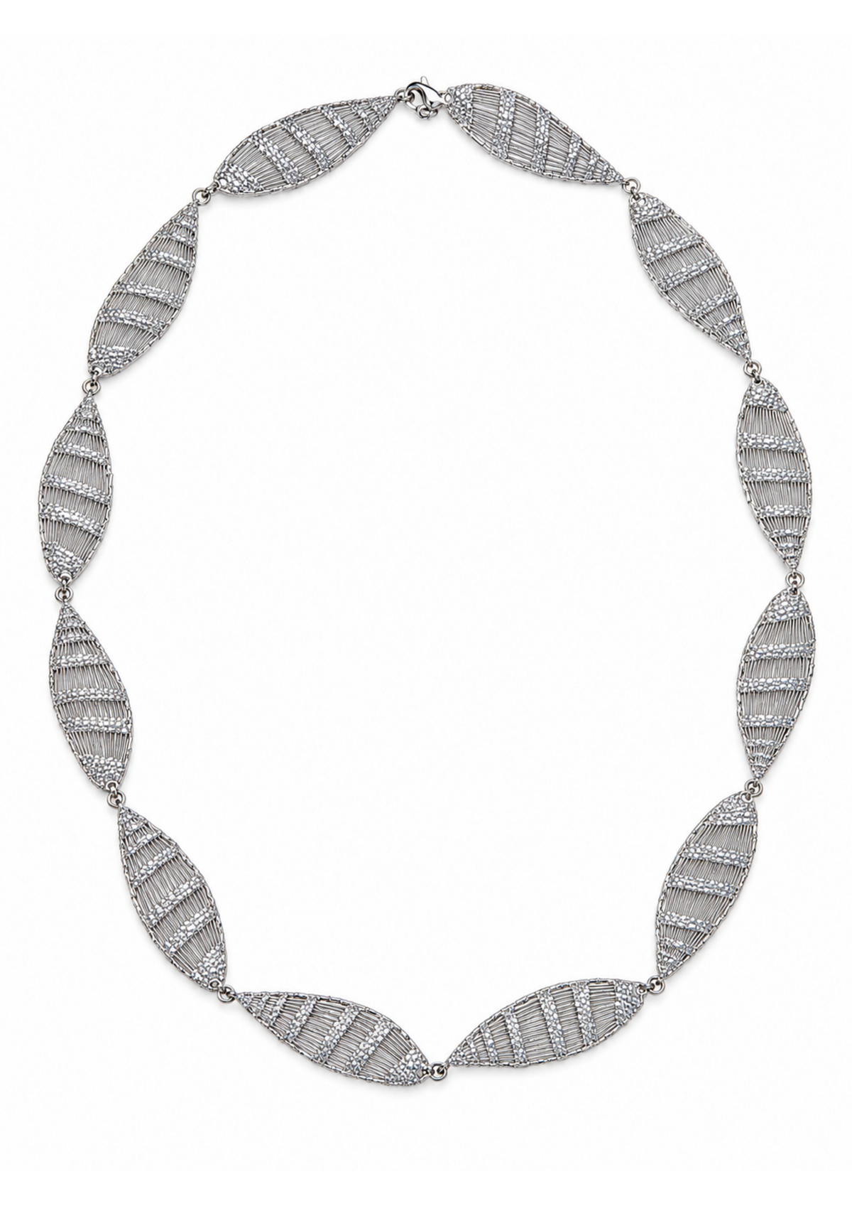 Filigree Leaf Necklace in Sterling Silver white background cover