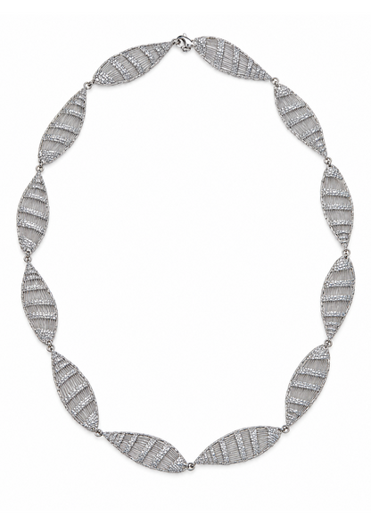 Filigree Leaf Necklace in Sterling Silver white background cover