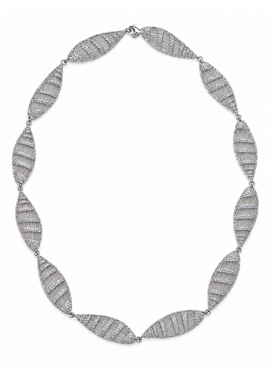Filigree Leaf Necklace in Sterling Silver white background cover
