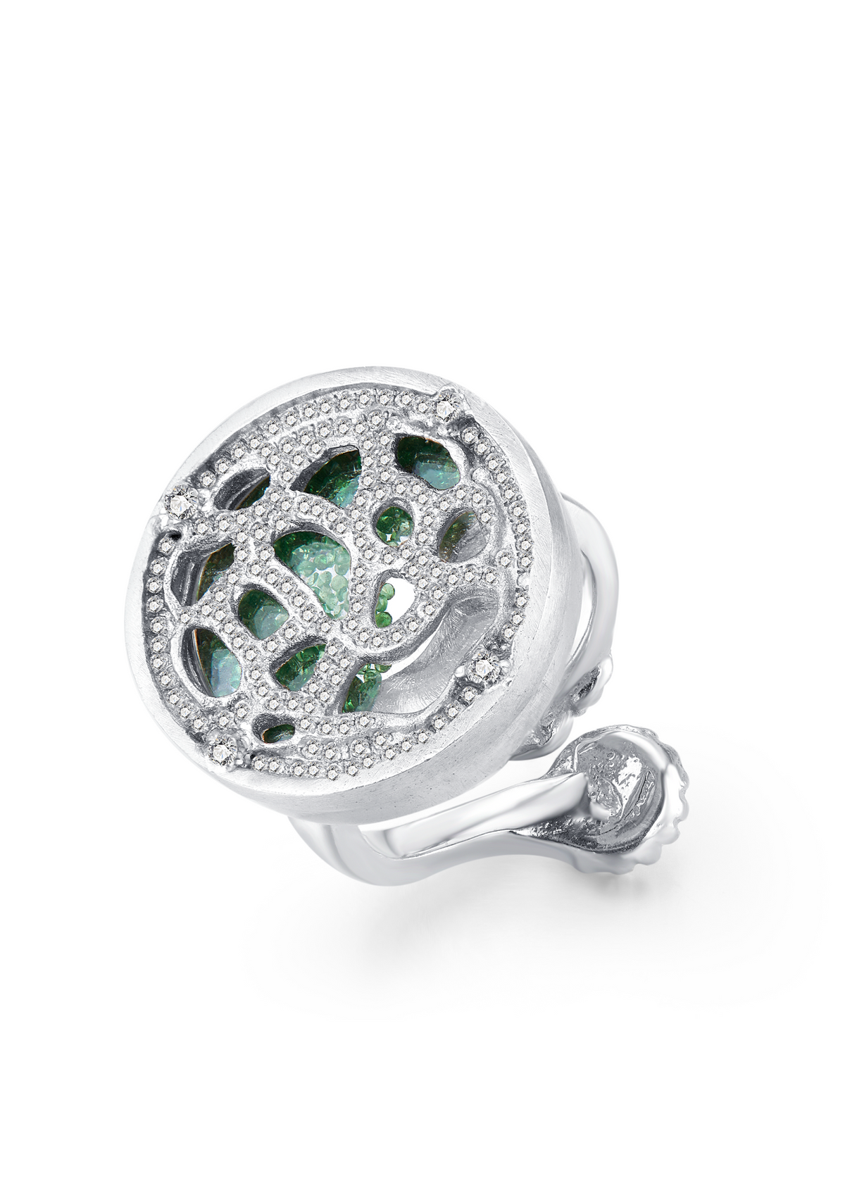 Pavé Glass Cocoon Ring in Sterling Silver white background cover