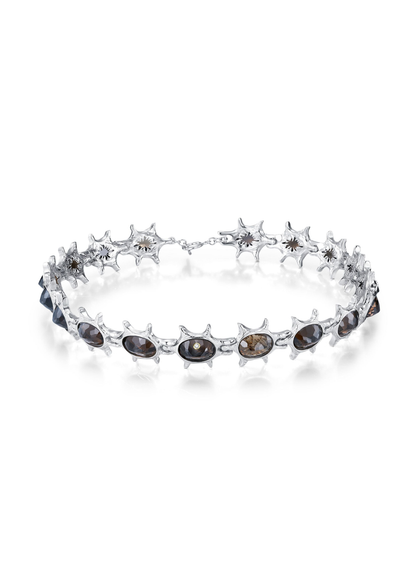 Smoky Quartz Urchin Cluster Necklace in Sterling Silver white background cover