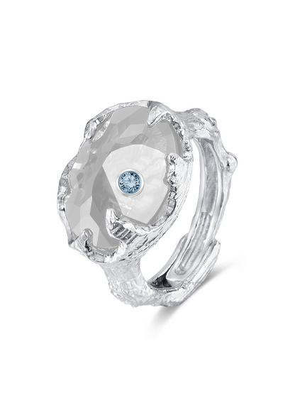 Clear Quartz Urchin Ring in Sterling Silver white background cover