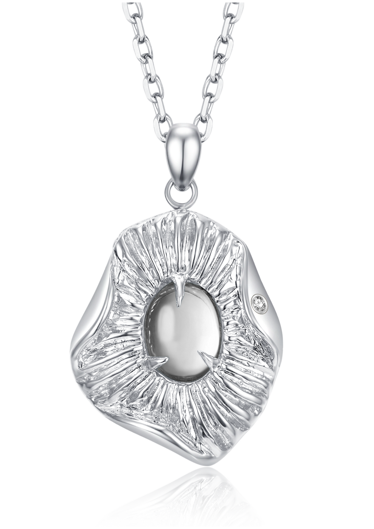Aquamarine Urchin Necklace in Sterling Silver white background cover