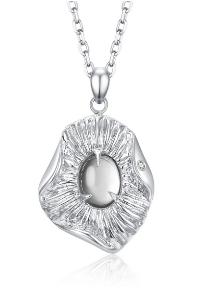 Aquamarine Urchin Necklace in Sterling Silver white background cover