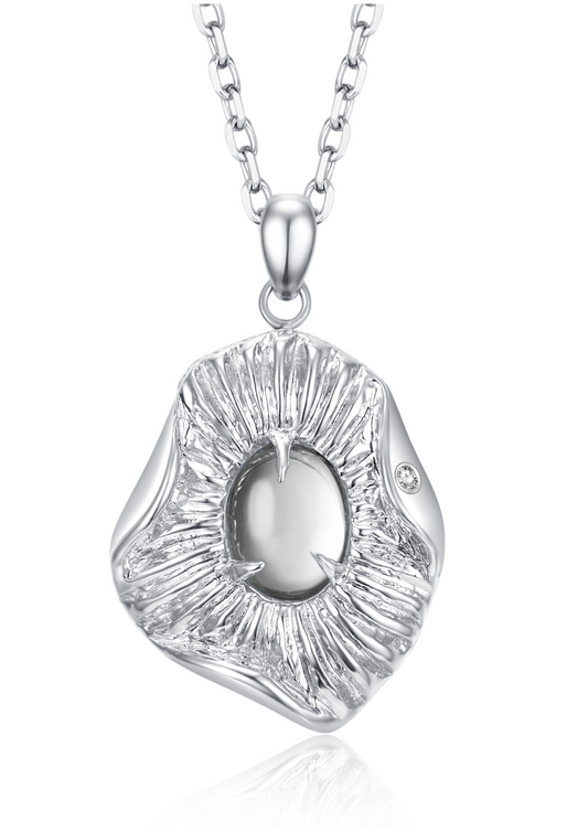 Aquamarine Urchin Necklace in Sterling Silver white background cover